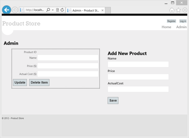 “管理”页的浏览器视图的屏幕截图。