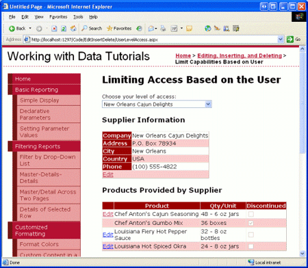 对于 Supplier-Specific 用户，Chef Anton s Gumbo Mix 的编辑按钮已隐藏
