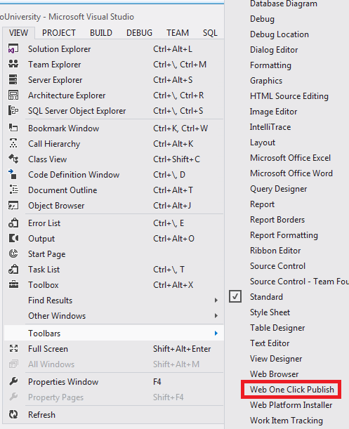 选择一键发布工具栏
