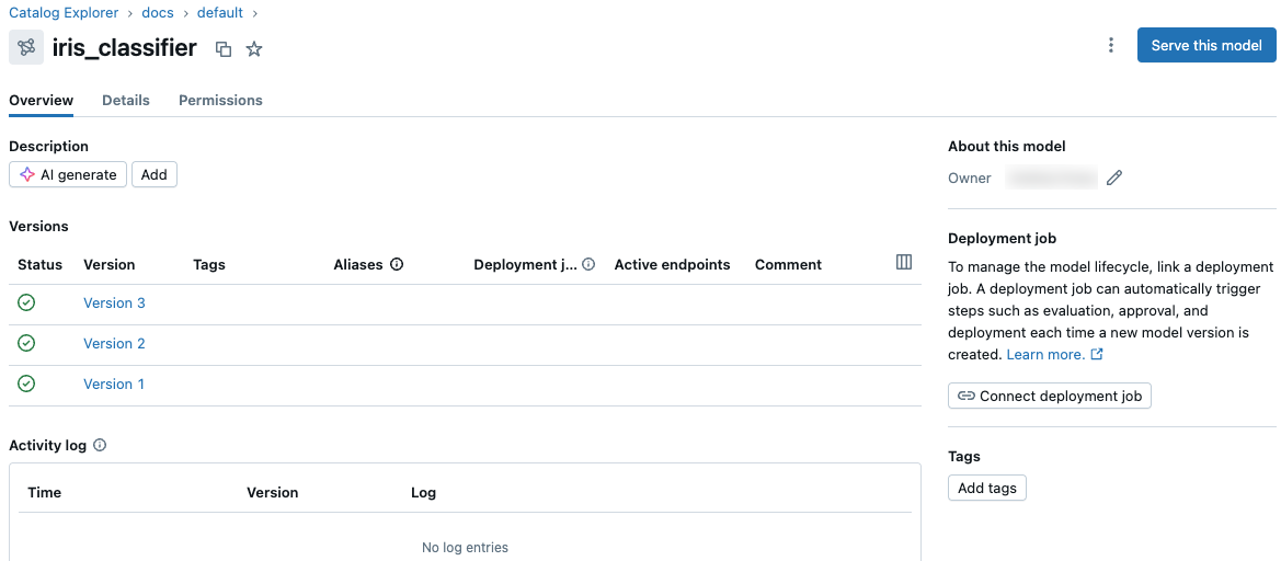 模型详细信息页