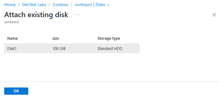 将现有数据磁盘附加到虚拟机的屏幕截图。