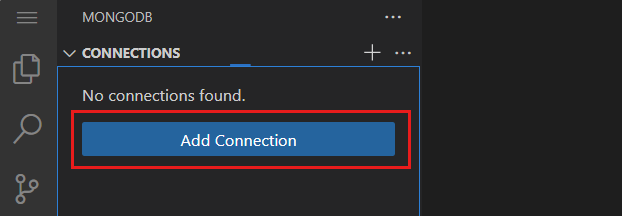MongoDB 扩展中已添加的连接按钮的屏幕截图。