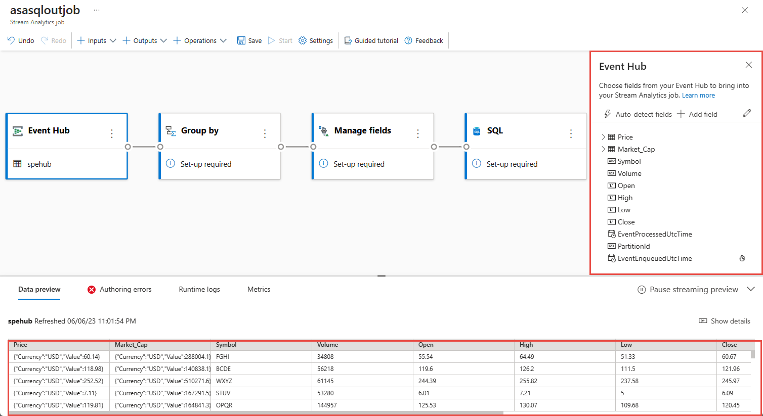 显示“数据预览”下的示例数据的屏幕截图。