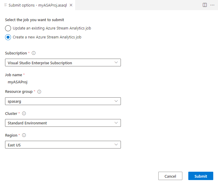 “提交”选项的屏幕截图。