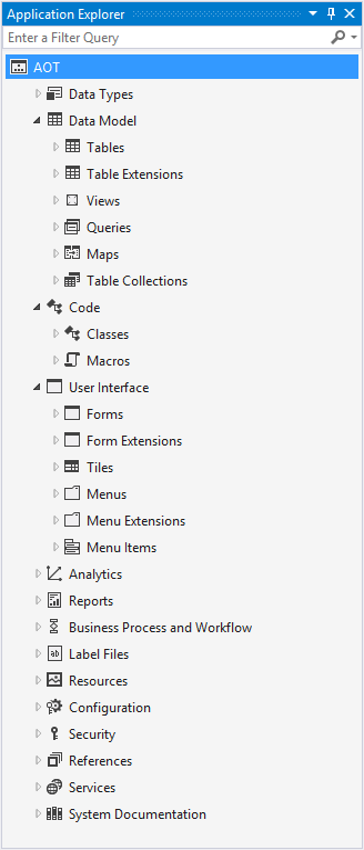 Screenshot of the Application Explorer.