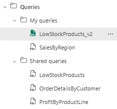 Fabric 门户中查询文件夹的屏幕截图。