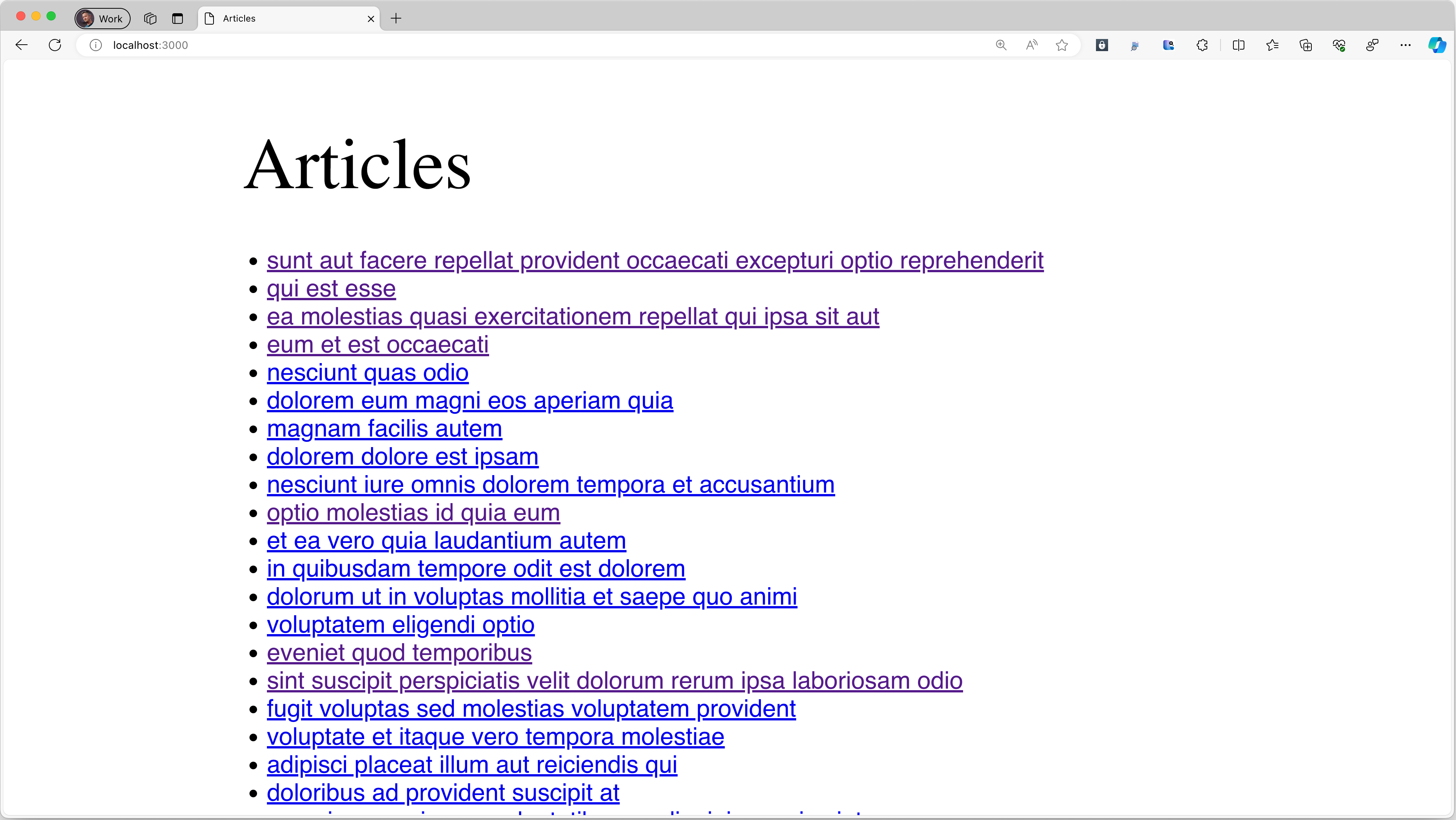 包含测试 Web 应用程序的 Web 浏览器的屏幕截图。