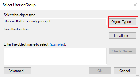 Search object types to add new login for machine learning 搜索对象类型,为机器学习添加新的登录名