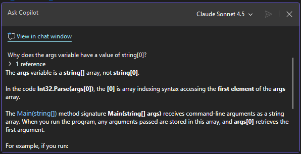 Copilot 回答的问题的屏幕截图。