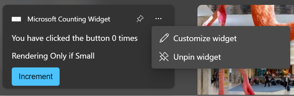 包含显示自定义对话框的小组件的屏幕截图。